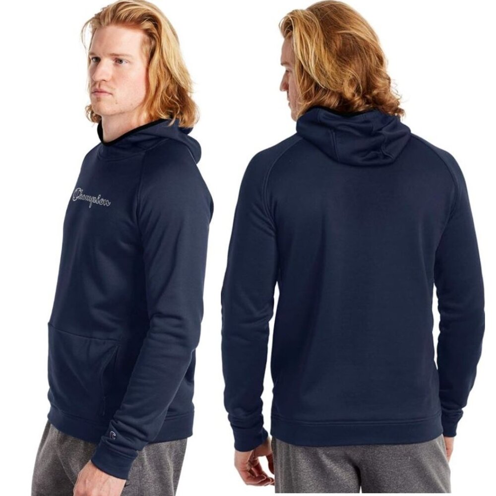 Champion Men's Front Zip Pockets Sport Hoodie Pullover Jacket Black Size Small - Picture 1 of 12
